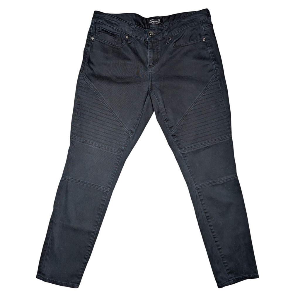 Seven 7 Jeans Women's 8‎ Black Skinny Jeans Pattern Y2K Stitching Detail